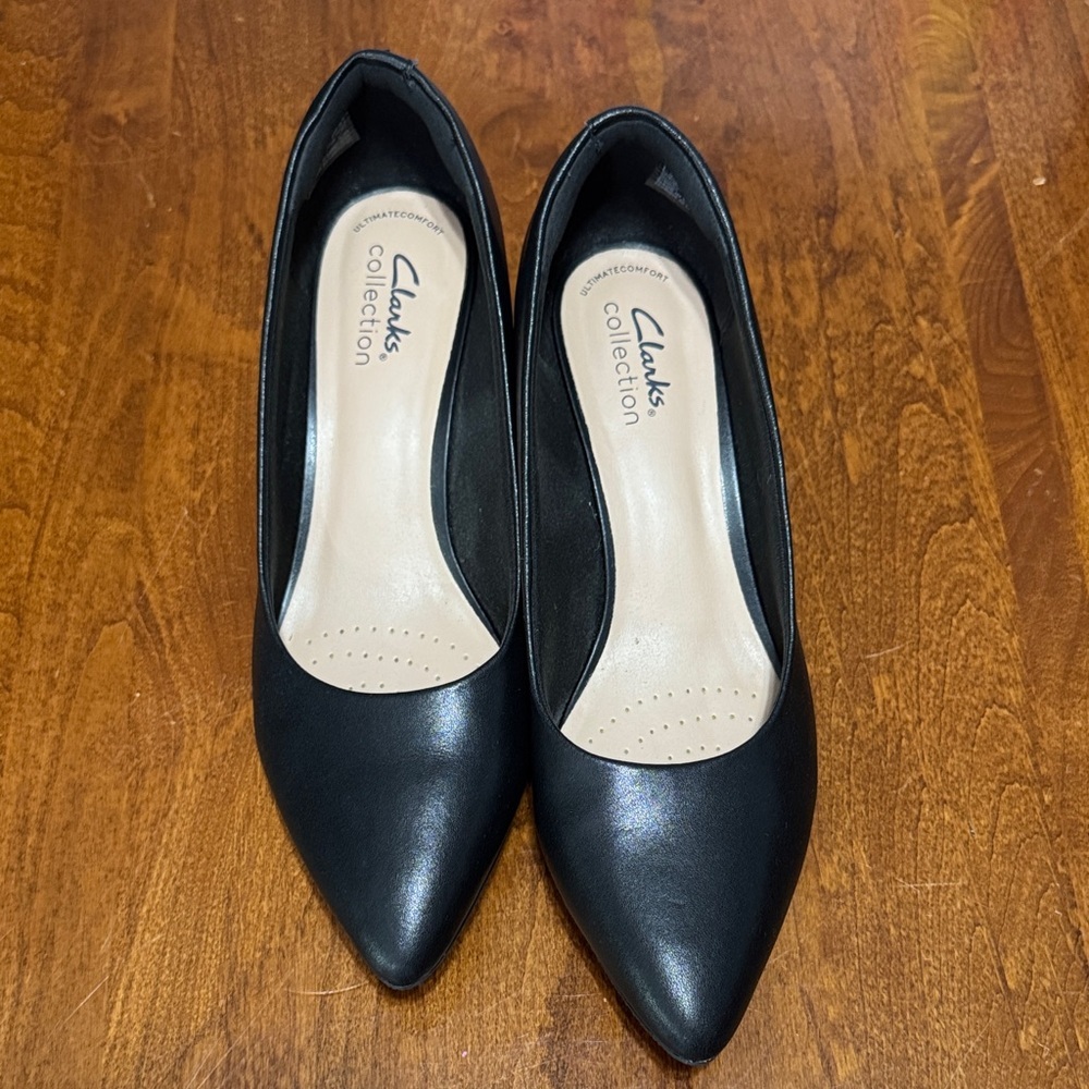Clarks Black Leather Heels